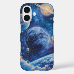 Coque Pour iPhone 16 Symphonie Sapphire Planet