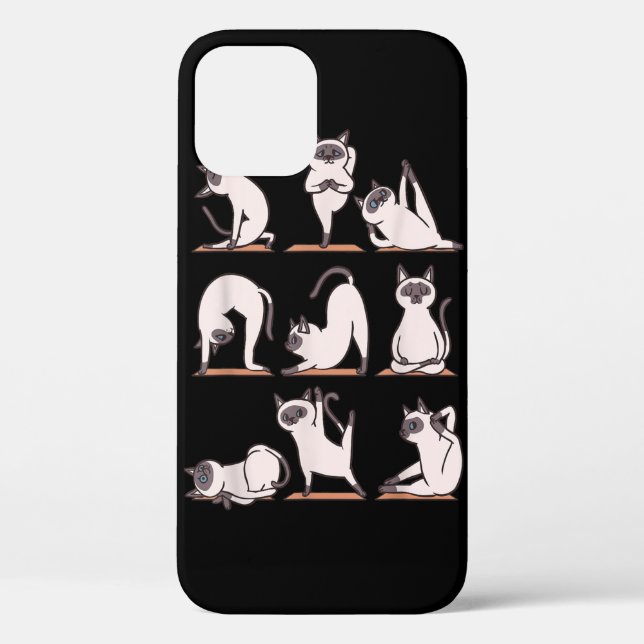Coques Case-Mate iPhone T-shirt yoga chat siamois (Verso)