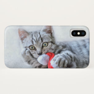 Case-Mate iPhone Case Tabby gris mou Chat avec Noël Casquette