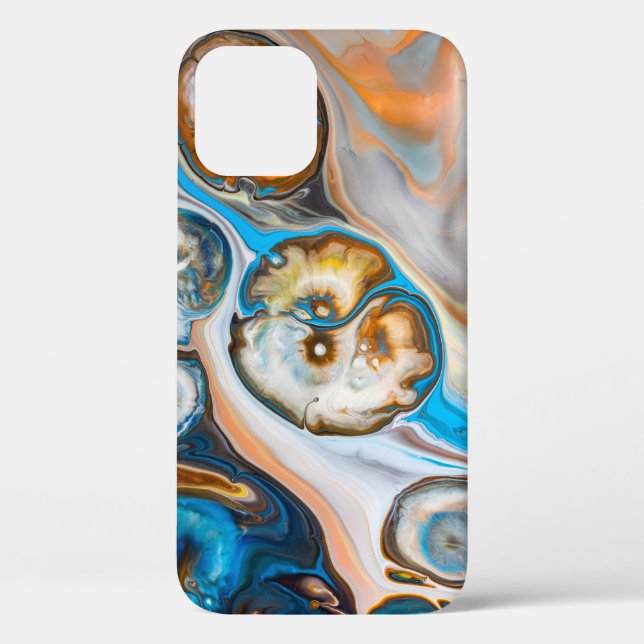 Coques Case-Mate iPhone Tableau abstrait bleu et blanc (Verso)