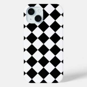 Coque Pour iPhone 15 Tableau de bord noir et blanc À damiers Drapeau