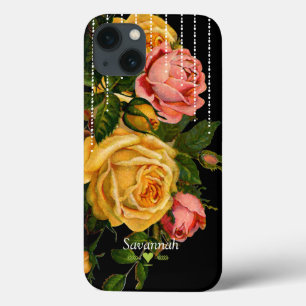 Etui iPhone 13 Tableau noir Romantique Hirloom Vintage Floral Ros