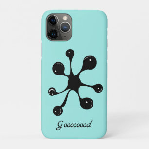 Case-Mate iPhone Case Tache de goo noir abstrait moderne sur fond bleu c