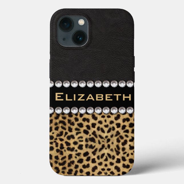 Coques Case-Mate iPhone Tache de léopard strass diamants monogramme (Verso)