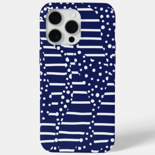 Coque iPhone 15 Pro Max Taches et Rayures 2 - Bleu et Blanc