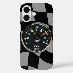 Coques iPhone 16 Tachymètre Auto Analogique Vintage pour Course