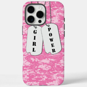 Coques iPhone 16 Pro Max Tags Pink Camouflage Girl Power Dog