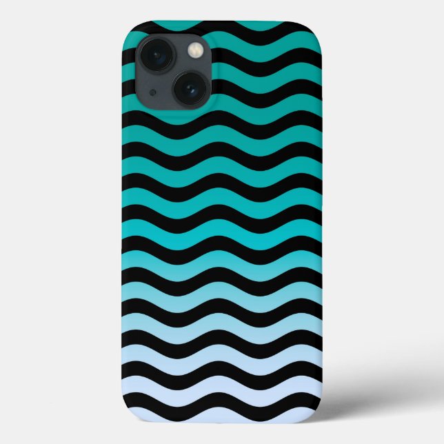 Coques Case-Mate iPhone Tailles turquoise ondulées (Verso)