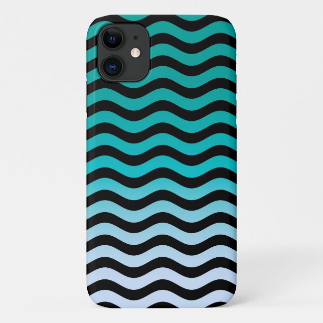 Coques Case-Mate iPhone Tailles turquoise ondulées (Dos)