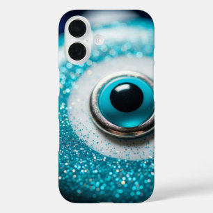 Coque Pour iPhone 16 Talisman en verre pailleté du mauvais œil