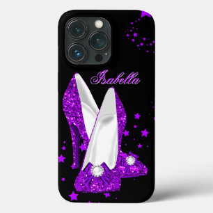 Etui iPhone Case-Mate Talons Hauts Violet Pailleté Noir