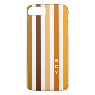 Etui iPhone Case-Mate Tan Brown Orange Vertical Stripes Monogramme