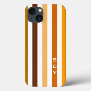 Etui iPhone Case-Mate Tan Brown Orange Vertical Stripes Monogramme