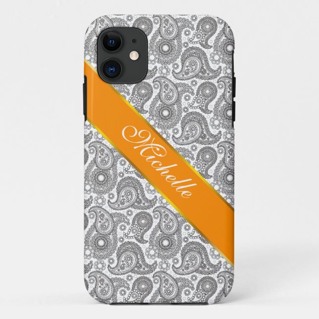 Coques Case-Mate iPhone Tangerine Black Paisley (Dos)