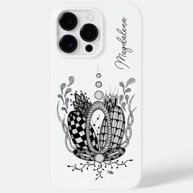 Coques Case-Mate iPhone Tangle Art : Design floral, ovale - (Verso)