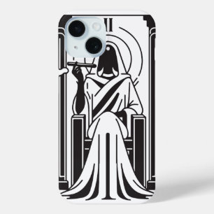 Coque Pour iPhone 15 Tarot Grande Prêtresse Fumée de Weed Occulte