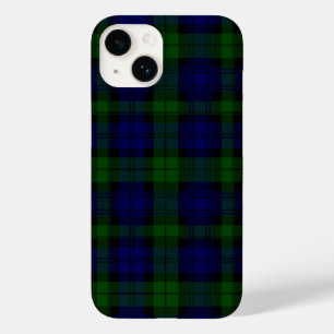 Coque Pour iPhone 14 Tartan Black Watch bleu vert carreaux