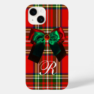 COQUE POUR iPhone 14 TARTAN ÉCOSSAIS ET ROUGE GREEN BOWS NOËL PARTI