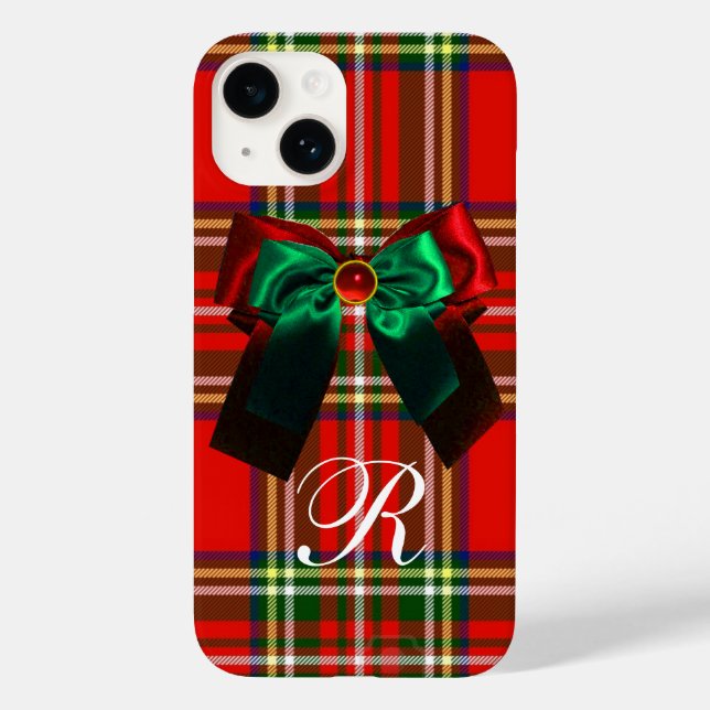 COQUES Case-Mate iPhone TARTAN ÉCOSSAIS ET ROUGE GREEN BOWS NOËL PARTI (Verso)