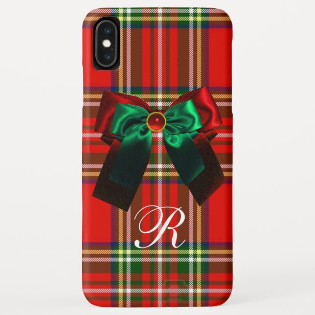 COQUES Case-Mate iPhone TARTAN ÉCOSSAIS ET ROUGE GREEN BOWS NOËL PARTI (Dos)