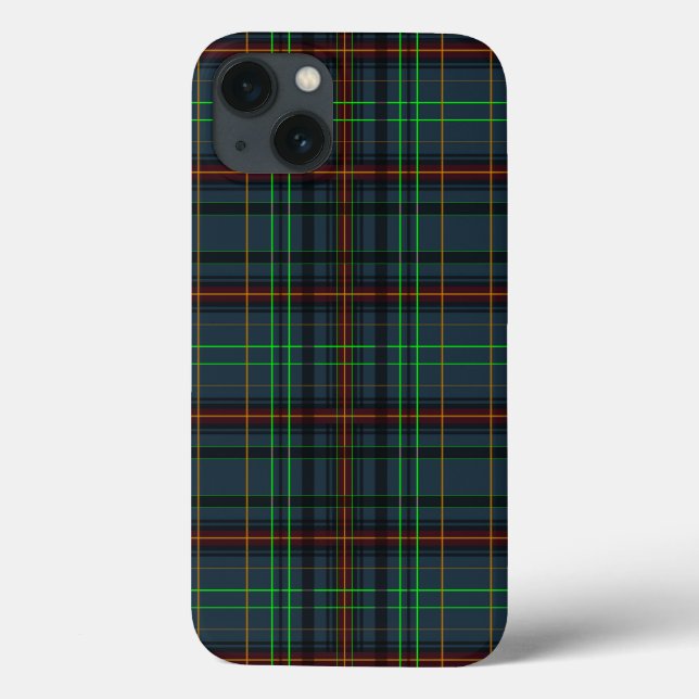 Coques Case-Mate iPhone Tartan en bleu, orange, vert (Verso)
