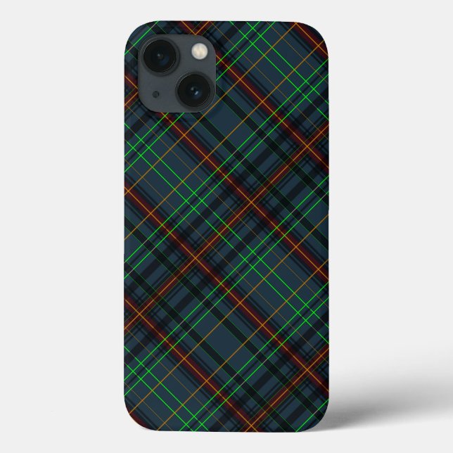 Coques Case-Mate iPhone Tartan en bleu, orange, vert (Verso)