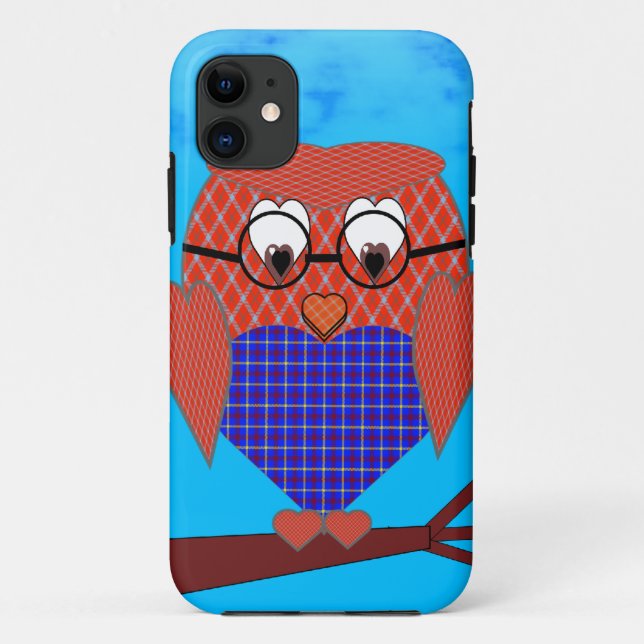 Coques Case-Mate iPhone Tartan et Chouette des Coeurs (Dos)