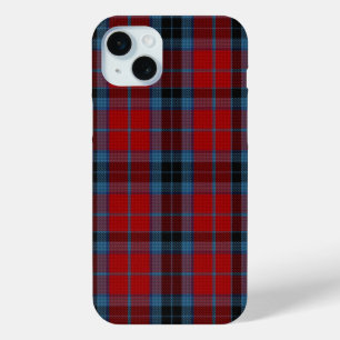 Coque iPhone 15 Mini Tartan MacTavish rouge et bleu plaid