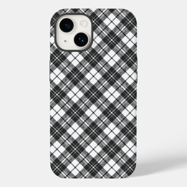 Coques Case-Mate iPhone Tartan motif vacances Noël noir blanc (Verso)
