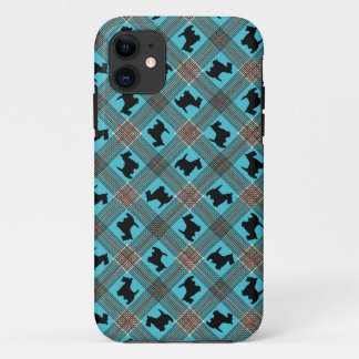 Coque Case-Mate Pour iPhone Tartan noir de plaid de chien de Scottie