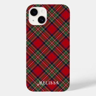 Coque Pour iPhone 14 Tartan personnalisé plaid rouge et vert Stewart