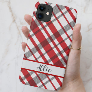Case-Mate iPhone Case Tartan rouge, blanc et gris sur mesure