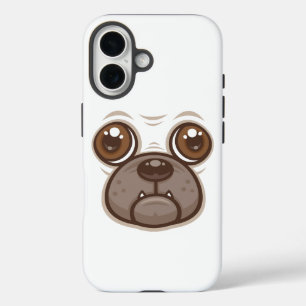 Coque Pour iPhone 16 Tasse Chien Caricatural Pug Visage Chiot