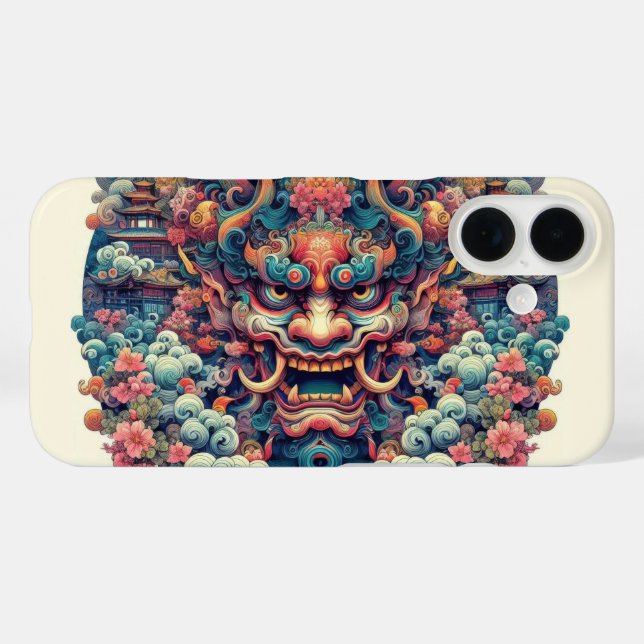 Coques Case-Mate iPhone tatouage abstrait Oni démon symétrique oriental (Verso (horizontal))