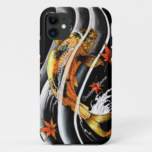 Coque iPhone 11 Tatouage chanceux de poissons de Koi d'or japonais