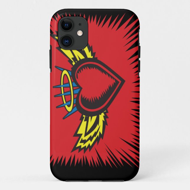 Coques Case-Mate iPhone Tatouage de cœur d'ange volant (Dos)