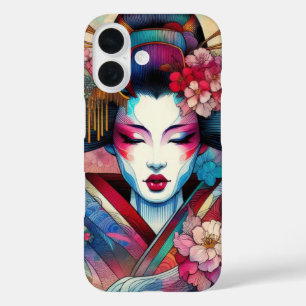 Coque Pour iPhone 16 tatouage oriental abstrait de la Geisha sakura fle