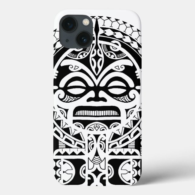 Coques Case-Mate iPhone Tatouage tribal polynésien avec masque tiki (Verso)