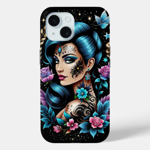 Coque Pour iPhone 15 Tatouages Et Roses