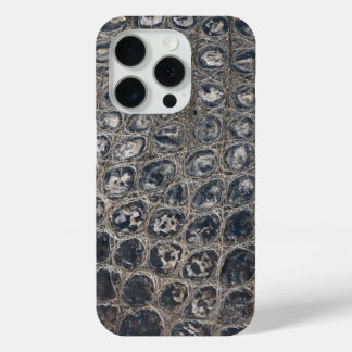 Coque iPhone 15 Pro Taupe moderne Croc Cuir Texture