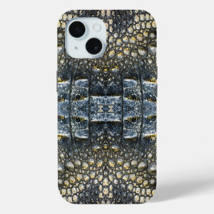 Coque Pour iPhone 15 Taupe moderne Croc Cuir Texture