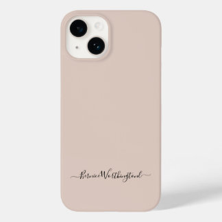 Coque Pour iPhone 14 Taupe Neutre Simple Minimaliste Script Nom personn