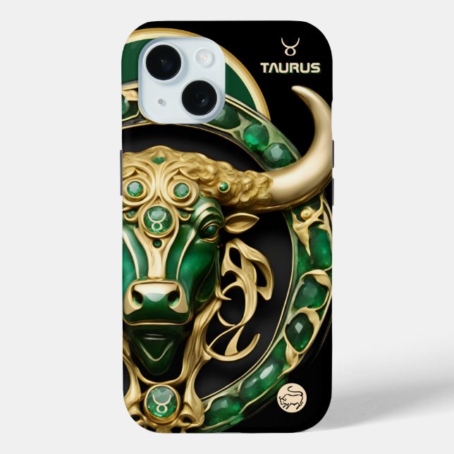 Coques Case-Mate iPhone Taurus Bull, Emerald et Gold Personnalisé (Verso)