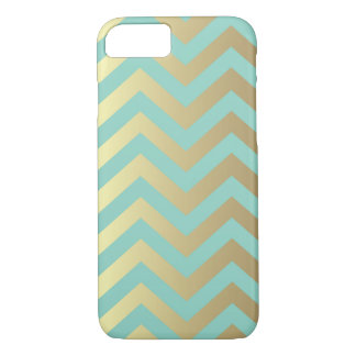 Coque iPhone 8/7 Teal et cas de l'iPhone 7 de Chevron d'or