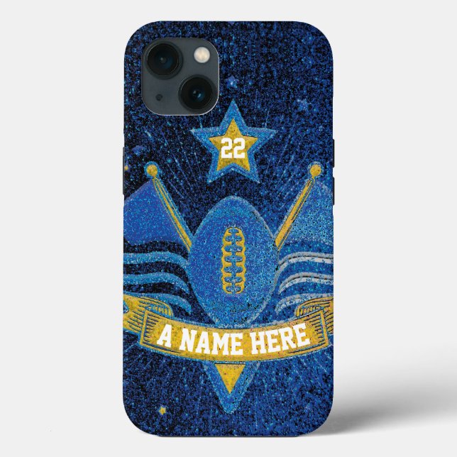 Coques Case-Mate iPhone Team Sports Blue & Gold Parties scintillant Colleg (Verso)