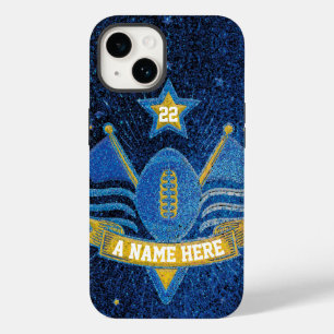 Coque Pour iPhone 14 Team Sports Blue & Gold Parties scintillant Colleg