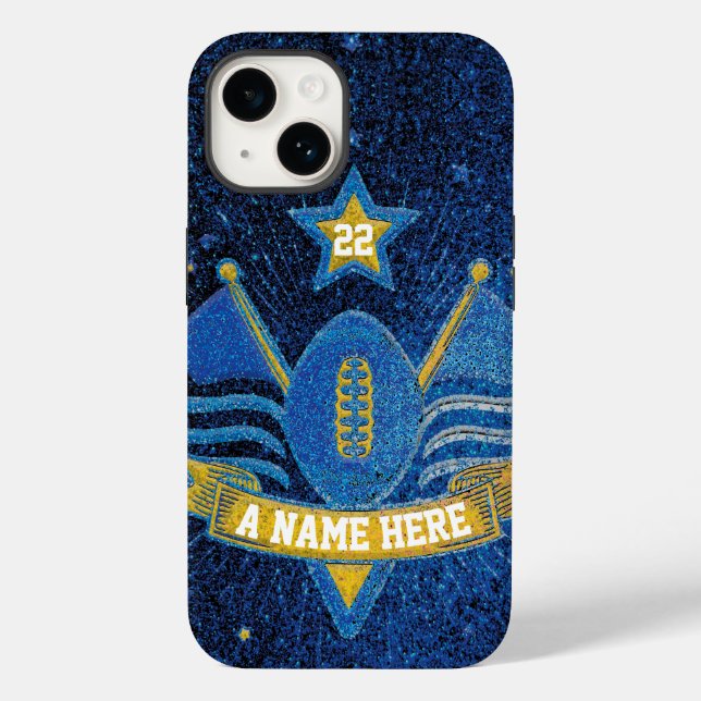Coques Case-Mate iPhone Team Sports Blue & Gold Parties scintillant Colleg (Verso)