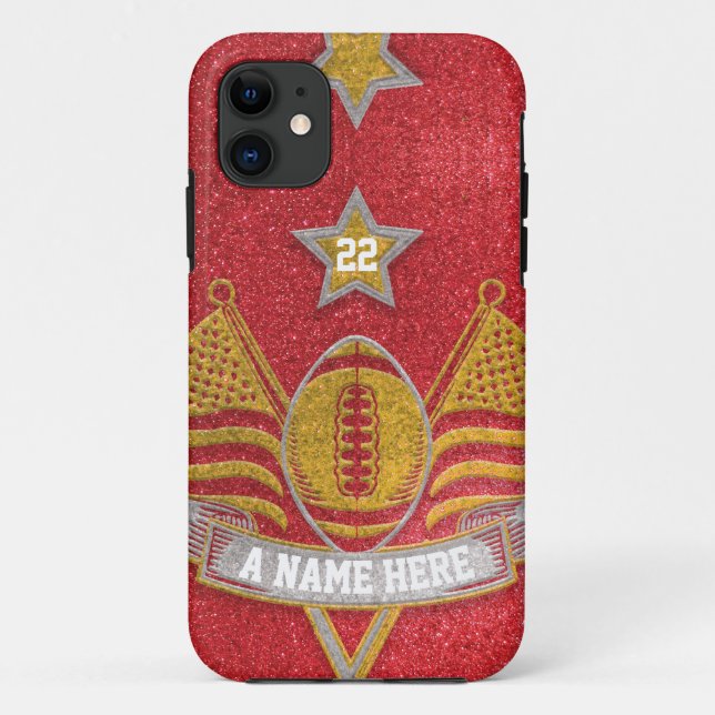 Coques Case-Mate iPhone Team Sports Red & Gold Parties scintillant College (Dos)