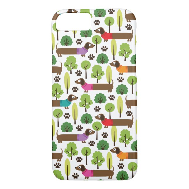 Coques Case-Mate iPhone Teckels sur une promenade en parc (Dos)
