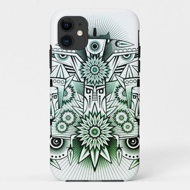 Coques Case-Mate iPhone Teinte verte dessin tribal (Dos)